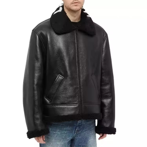 Veste d'hiver pour homme en cuir véritable, 100% cuir, doublure en laine, coupe-vent chaud, fermeture éclair sur le devant, vêtement d'extérieur - Product Image 4