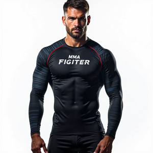 Protectores contra sarpullidos personalizados Venta al por mayor Elite Sublimated MMA Ropa para deportes de combate y entrenamiento de gimnasia de alto rendimiento - Product Image 4