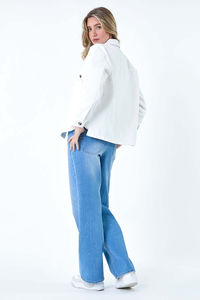 Vêtements pour femmes de couleur unie, mode féminine décontractée, vestes en gros, col rabattu, veste pour femmes, vestes en jean pour femmes - Product Image 2