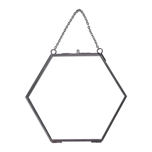 Hexagon-Shaped Tabletop Glass <b>Photo</b> <b>Frame</b>, Powder-Coated Metal Floating Display <b>Frame</b> for Pictures, Artwork & Pressed Flowers - Product Image 1