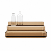 Présentoir à parfums personnalisé à 3 niveaux en acrylique transparent blanc, support à marches couleur thé, rangement cosmétique pour comptoir