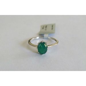 Shah Gems Women's Natural Green Onyx <b>Ring</b> <b>925</b> Sterling <b>Silver</b> with Korean Fashionable Inlay and 18K Gold Plating for Gift - Product Image 1
