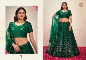 Fendy georgette ลำดับและเย็บปักถักร้อยกับ lehenga choli กับผีเสื้อสุทธิเย็บปักถักร้อย dupatta ปาร์ตี้ริ้วรอยฟรี - Product Image 5