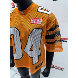 Ras du cou Sublimation Streetwear Boxy Fit maille maillot t-shirt personnalisé côtelé O cou coupe ample polyester maille jersey pour hommes - Product Image 5