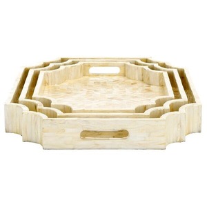 Juego de Bandejas Hexagonales de Nácar, Decoración de Mosaico Hecha a Mano, Bandejas para Servir para el Hogar de Lujo, Decoración de Cocina y Exhibición - Product Image 4