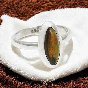 Calidad Premium 100% Piedra preciosa de ópalo negro natural Plata de Ley 925 Anillos de promesa hechos a mano Joyería de piedra natal fina de moda - Product Image 5