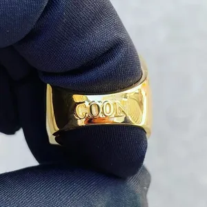 Premium Iced Out Initial Latter Diamond Men Ring 18K Solid Real Gold Plated VVS Moissanite Diamond Ring para hombres - Product Image 2