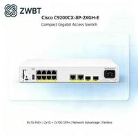 Cisco Catalyst C9200CX-8P-2XGH-E Switch Gigabit PoE+ de 8 Puertos, 60 Gbps, 44.64 Mpps, Sin Ventilador, Capa 3, 240 W, Uplinks SFP+ de 10 G, HVDC, AES-256