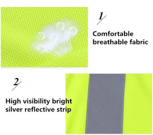Diseño de cuello redondo venta al por mayor personalizado construcción de alta visibilidad manga corta seguridad reflectante hombres Polo transpirable - Product Image 4