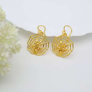 Nuevos Pendientes Colgantes de Latón con Diseño de Telaraña Gótica, Chapados en Oro de 18k, Joyería Étnica de Halloween, Pendientes de Telaraña al por Mayor para Mujer - Product Image 4