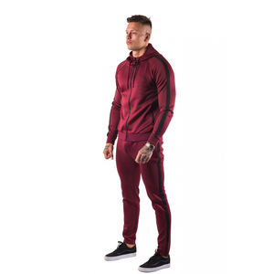 Conjunto de chándal ajustado de invierno de peso pesado para hombre personalizable 2025, pantalones de chándal con capucha transpirables de talla grande con rayas laterales estampadas - Product Image 3