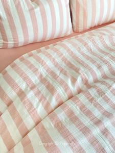 Ensemble de housse de couette en lin de qualité 3 pièces solide rose/bleu/vert/jaune rayure doux Double pleine/reine taille pour hôtel maison hôpitaux - Product Image 2