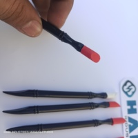 Pousse-cuticules double embout en acier inoxydable et plastique avec poignée en caoutchouc pour manucure