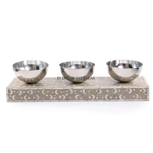 Ensemble de 3 bols en métal blanc et or pour servir des chocolats et des bonbons pour les mariages et les anniversaires - Product Image 5