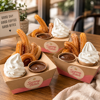 Boîtes à churros personnalisées AT PACK avec compartiments pour sauce, emballages en kraft pour les boutiques de churros et les cafés