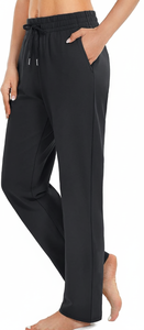 Pantalons décontractés pour femmes, taille haute, coupe régulière, extensibles, en coton et élasthanne, froissés, streetwear d'été, jambes droites, vêtements de sport - Product Image 3