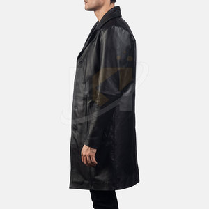 2025 couleur unie hommes décontracté hiver chaud en cuir manteau hommes nouveau hiver mode en cuir Trench manteau pour hommes - Product Image 3