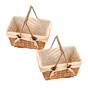 Panier à fruits tissé à la main Panier de rangement Grand panier en osier avec poignées pour fleurs, fruits, cueillette de légumes - Product Image 1