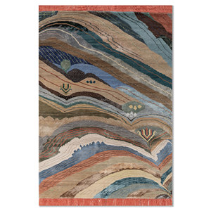 Alfombra Manchaha de Lana y Seda de Bambú Anudada a Mano, Color Marfil, 10 mm de Grosor, Diseño Abstracto para el Hogar, Pasillo, Rectangular - Modelo Les-2794 - Product Image 1