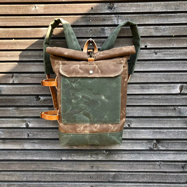 Leather Canvas Backpack Soft Eco-Friendly Outdoor Hiking Travel School Work Unisex Durable Multi Pocket Spacious Vintage Design