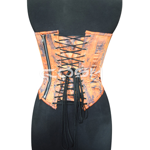 Top de Moda con Estampado de Jungla en Satén Naranja, Sublimado, con Corsé Ajustable y Varillas de Acero - Product Image 6