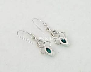 925 Plata de ley sólida mes de diciembre piedra natal turquesa con ajuste de bisel pendiente de gancho en forma de marquesa - Product Image 2