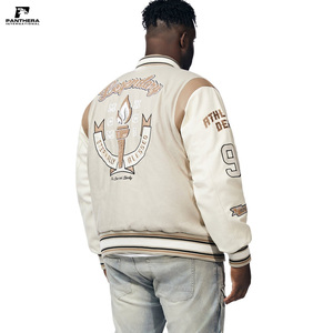 แจ็กเก็ตเลตเตอร์แมนสำหรับผู้ชายเสื้อแจ็กเก็ตสตรีทแวร์ฤดูหนาวสีพื้น - Product Image 3