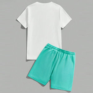 Usine personnalisé imprimé Logo Wash 2 pièces graphique hommes imprimé rentable T-shirt ensemble short - Product Image 2