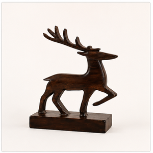 Escultura de Ciervo de Madera Hecha a Mano, Figura de Animal Tallada, Decoración Rústica, Adorno de Mesa para Sala de Estar, Tema Navideño - Product Image 6
