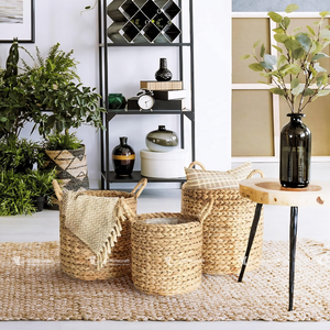 Water Hyacinth Basket, Sustainable Natural Fiber Planter <b>Cover</b>, Artisan Storage <b>Bin</b> for Toys, Blankets & Laundry - Product Image 4