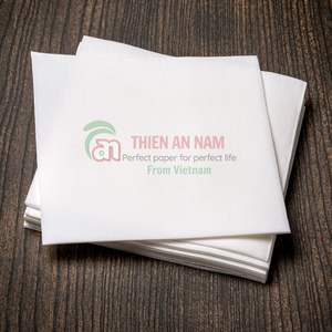 Serviettes et serviettes blanches en pâte de bois vierge imprimées sur mesure 1 pli 18gsm 9.5x9.5 Commandes en gros pour restaurants et hôtels - Product Image 5