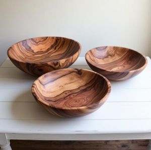 WOOF Producto hecho a mano Cuenco de cocina de madera Productos de alta demanda Respetuoso con el medio ambiente Madera Acacia Cookin - Product Image 1