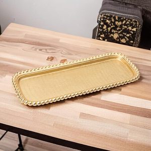 Wholesale Best Quality round Serving Tray Decorative <b>Border</b> Customized Logo Wedding Tableware Display Premium Aluminium Tray - Product Image 4