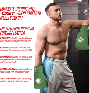 Gants de boxe personnalisés en cuir de vachette véritable pour la compétition sports de combat dentelle universelle OEM/ODM services équipement d'arts martiaux - Product Image 5