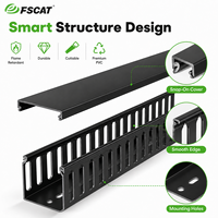 Canal de câblage PVC ignifuge sans halogène FSCAT 2000x30x30mm avec couvercle à clipser et fentes, certifié CE RoHS pour armoire d'automatisation industrielle