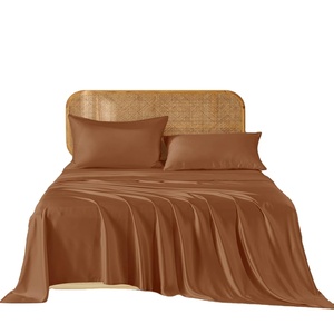 Best-seller 400TC Drap-housse de luxe en soie émulation Draps de lit haut de gamme en satin King and Queen Size pour la maison et l'hôtel - Product Image 1