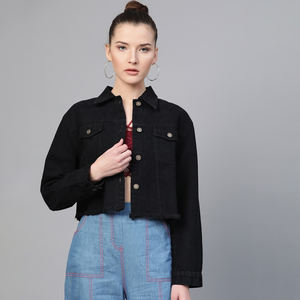 Veste en jean décontractée à manches longues pour femmes respirante chaude élégante coton personnalisé rempli dernière conception OEM teinte unie - Product Image 4