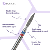 Foret à ongles professionnel Premium XL Flame Sharp 2,1 mm bleu+rouge diamant, outils et accessoires de manucure et pédicure en acier inoxydable