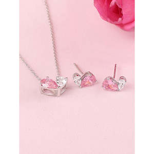 Toi Et Moi clásico patrón de corazón de moda boda fiesta joyería fina conjunto Rosa circón diamante perla oro platino plateado regalo - Product Image 2