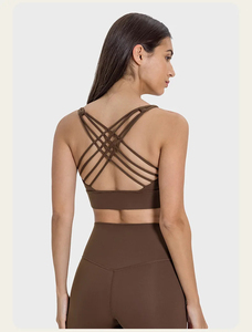 Soutien-gorge de sport écologique pour femme en nylon et élasthanne, haute performance pour la gym, le fitness et le yoga, respirant, sans coutures, avec logo frontal - Product Image 2