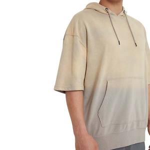 Vente en gros de sweats à capuche à manches courtes 100% coton sweats pullover pas cher prix personnalisé imprimé tie dye poids lourd basics sweats à capuche - Product Image 5