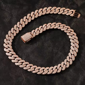 Elegant Diamond 10K <b>Solid</b> <b>Gold</b> 14mm Cuban Chain Full Rose <b>Gold</b> for Certified Wedding Party Fashion Unisex 22 Inch - Product Image 1