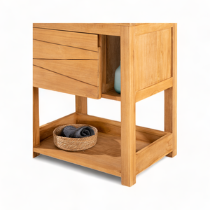 Muebles de baño de madera maciza de teca de diseño moderno, tocador de pie con lavabo individual, tocador de baño de teca para el hogar - Product Image 3