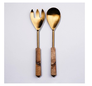 Juego de espátula de madera de mango con triturador Paratha sekniWOODEN SALAD SERVER SET DE 2 HECHO A MANO ÚNICO KETCHENWAR - Product Image 6