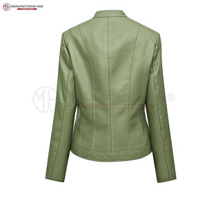 Chaqueta de cuero genuino para mujer con estilo de alta calidad, diseño ajustado, decoración bordada, chaqueta de cuero transpirable al por mayor - Product Image 4