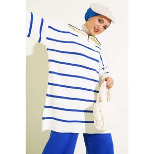 ชุด2ชิ้นเสื้อถักซิปครึ่งคอปกลายแซ็ก - Product Image 2