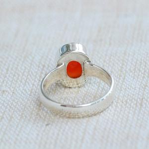 Anillo de cornalina de Plata de Ley 925, anillo de piedras preciosas de corte ovalado hecho a mano para boda, Navidad o regalo del Día de San Valentín - Product Image 4