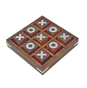 Decoración de madera y latón, decoración de mesa, juegos de mesa Tic Tac Toe para familias, juegos de ajedrez por debajo de su presupuesto - Product Image 3