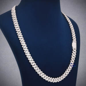 เครื่องประดับฮิปฮอปคุณภาพสูง D VVS moissanite 2แถวเชื่อมโยงคิวบาห่วงโซ่925เงินสเตอร์ลิงสร้อยคอเพชรโมอิส - Product Image 2