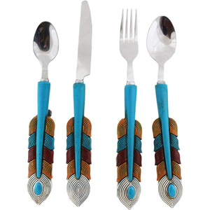 High Grade cheapest price modern Design elegant Style Stainless Steel <b>black</b> Plated Flatware <b>Set</b> With Embossed Design handle - Product Image 5